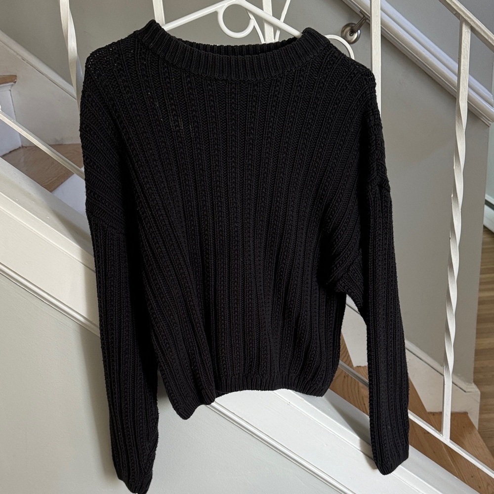 Universal Thread Black Ribbed Crew Neck Sweater - image 1